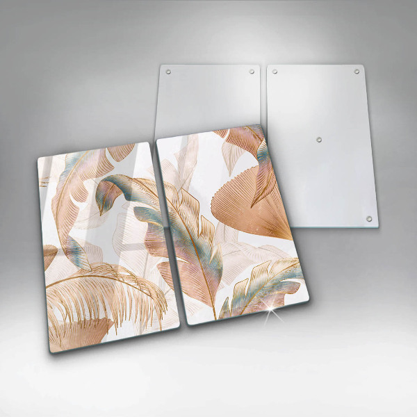 Skärbräda glas Boho fjädrar och löv