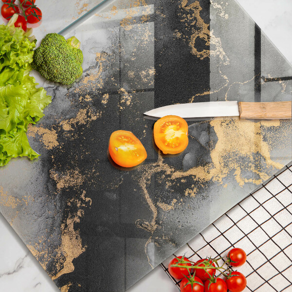 Skärbräda glas Abstraktion med guld