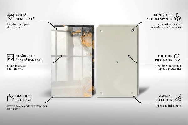 Skärbräda glas Abstraktion med guld