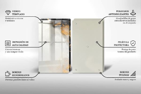 Skärbräda glas Abstraktion med guld
