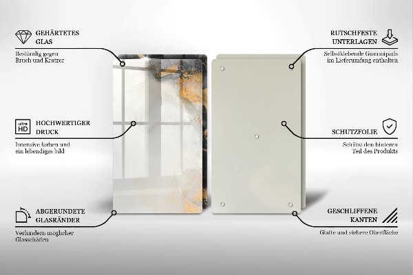 Skärbräda glas Abstraktion med guld