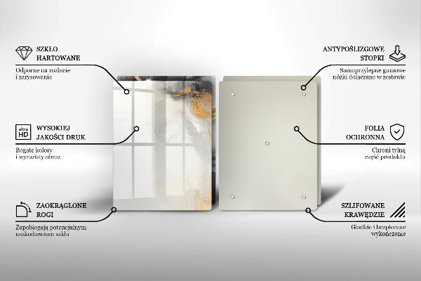 Skärbräda glas Abstraktion med guld