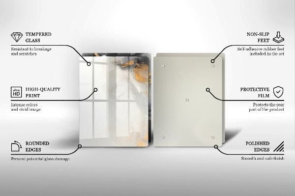 Skärbräda glas Abstraktion med guld