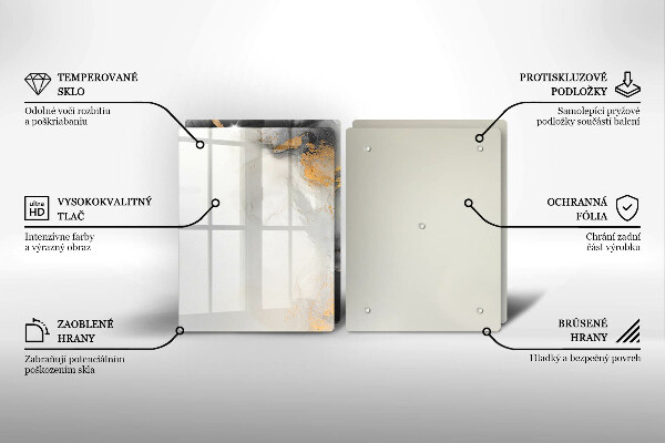 Skärbräda glas Abstraktion med guld