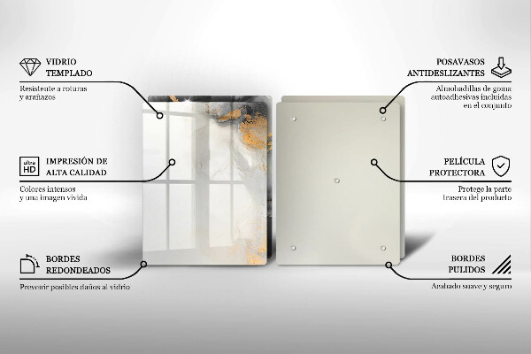 Skärbräda glas Abstraktion med guld