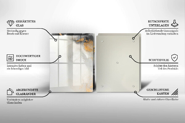 Skärbräda glas Abstraktion med guld