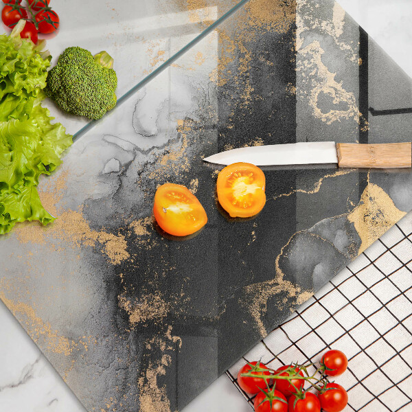 Skärbräda glas Abstraktion med guld