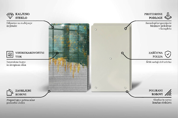 Skärbräda glas Abstraktion med guld