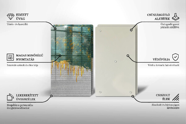 Skärbräda glas Abstraktion med guld