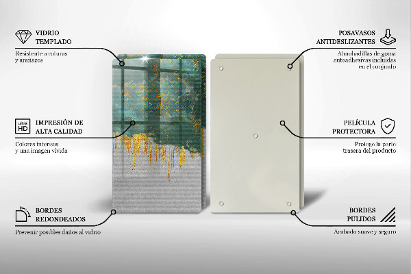 Skärbräda glas Abstraktion med guld