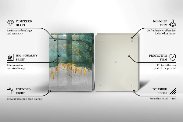 Skärbräda glas Abstraktion med guld