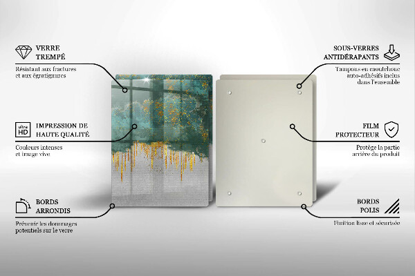 Skärbräda glas Abstraktion med guld