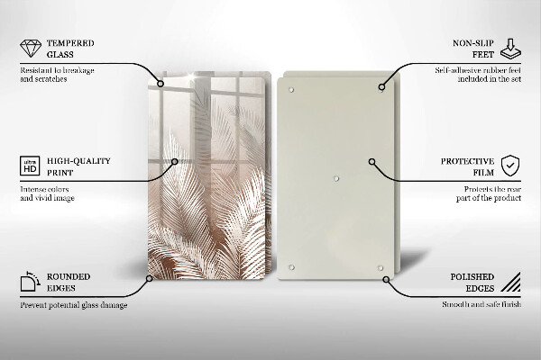 Skärbräda glas Boho lämnar växter