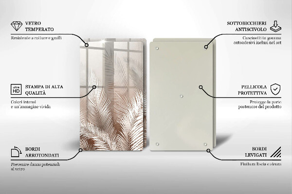 Skärbräda glas Boho lämnar växter