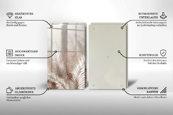 Skärbräda glas Boho lämnar växter