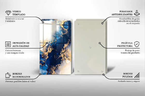 Skärbräda glas Abstraktion med blått