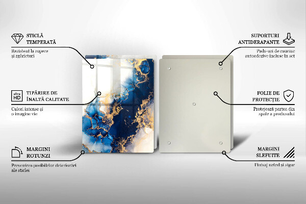 Skärbräda glas Abstraktion med blått