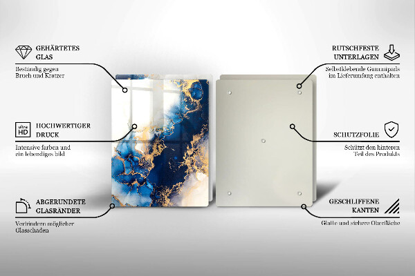 Skärbräda glas Abstraktion med blått