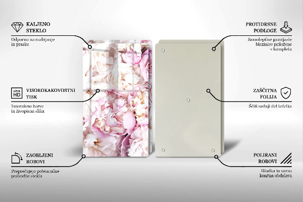 Skärbräda glas Bukett pioner