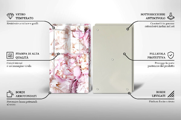 Skärbräda glas Bukett pioner