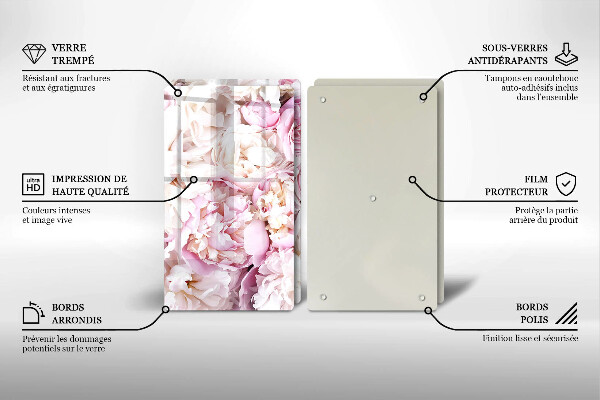 Skärbräda glas Bukett pioner