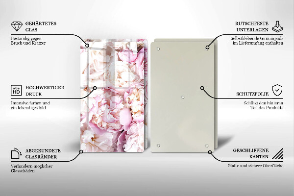 Skärbräda glas Bukett pioner