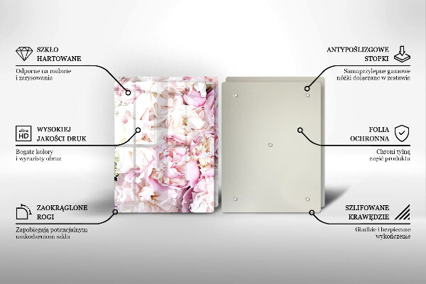 Skärbräda glas Bukett pioner