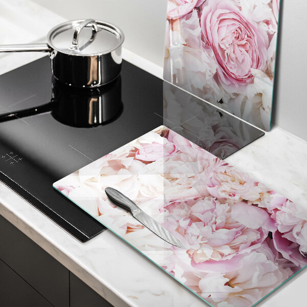 Skärbräda glas Bukett pioner