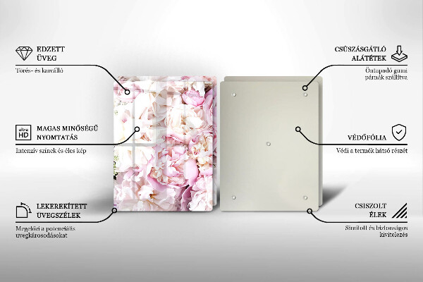 Skärbräda glas Bukett pioner