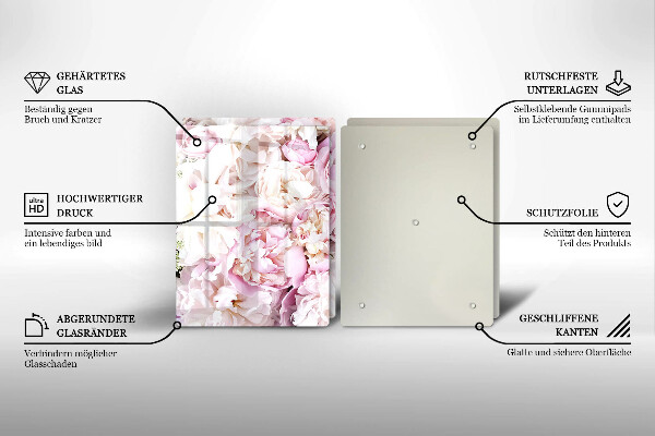 Skärbräda glas Bukett pioner