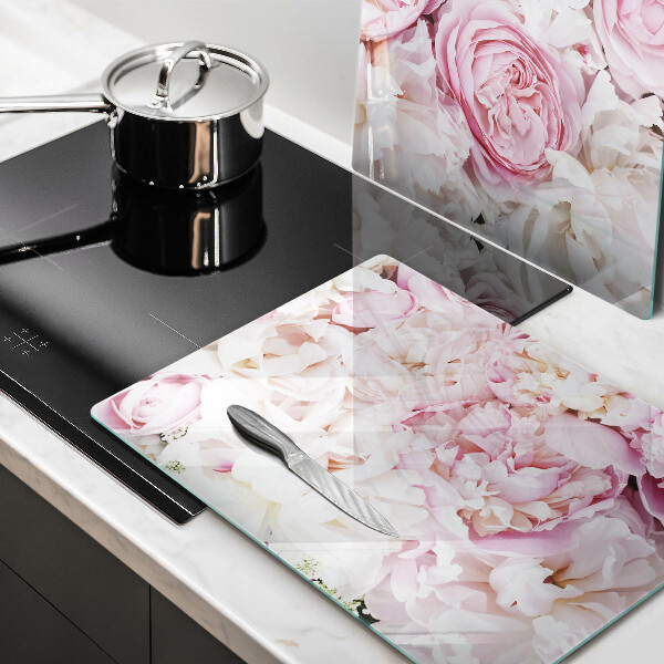 Skärbräda glas Bukett pioner