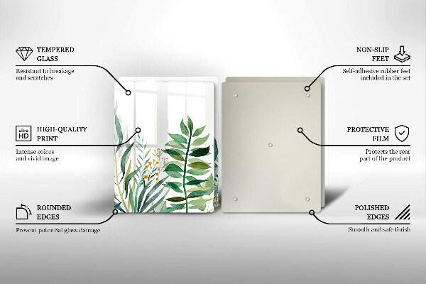 Skärbräda glas Illustration av växtblad