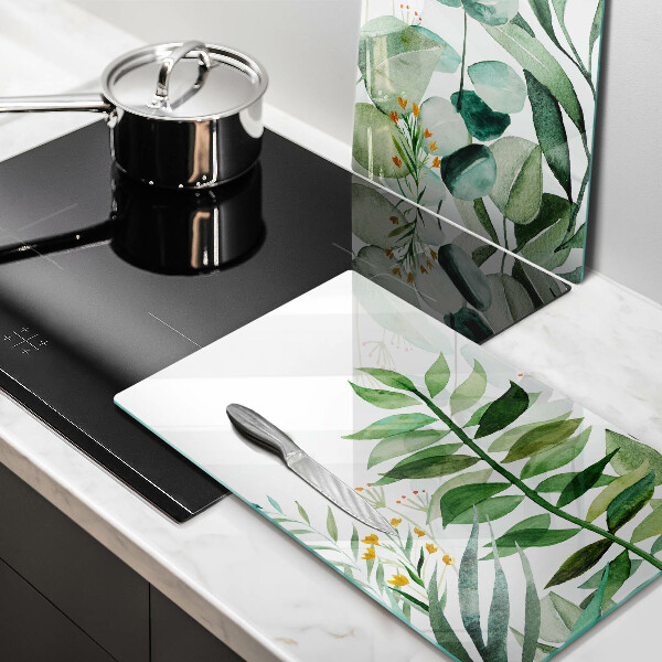 Skärbräda glas Illustration av växtblad