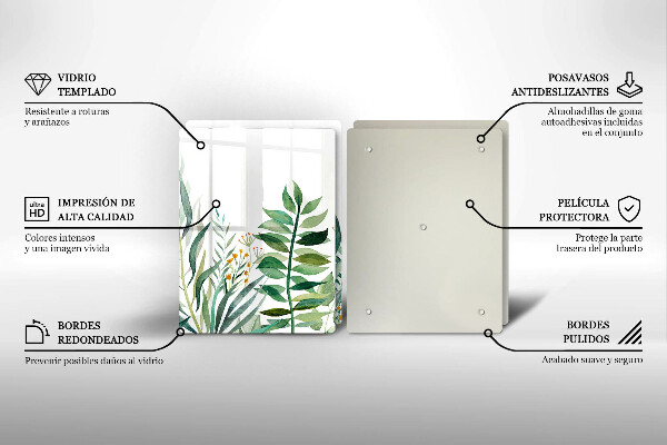 Skärbräda glas Illustration av växtblad