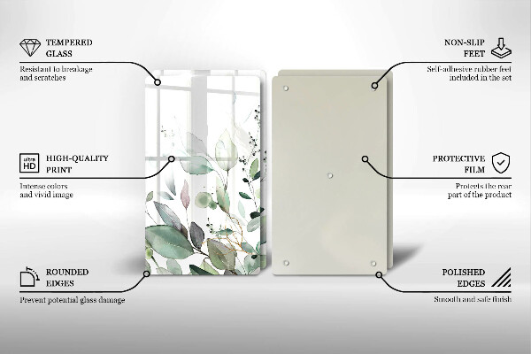 Skärbräda glas Akvarellväxter