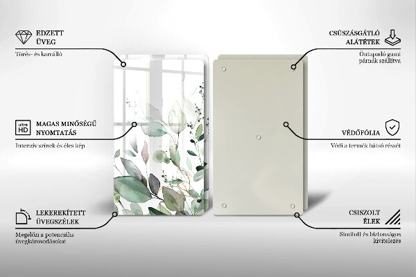 Skärbräda glas Akvarellväxter