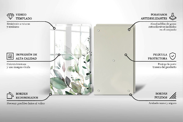 Skärbräda glas Akvarellväxter