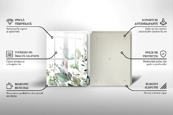 Skärbräda glas Akvarellväxter