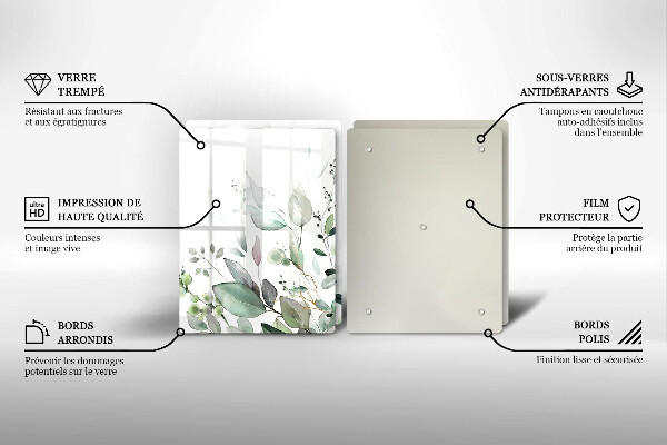 Skärbräda glas Akvarellväxter