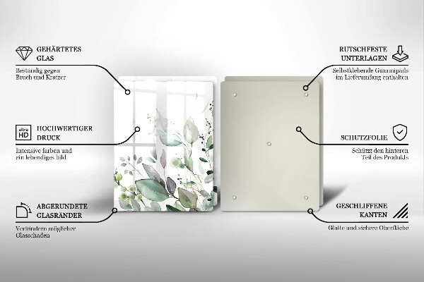 Skärbräda glas Akvarellväxter