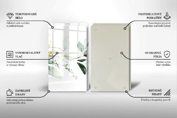 Skärbräda glas Akvarell blad