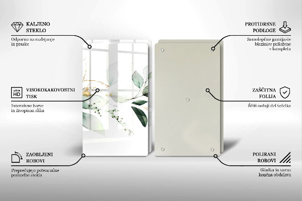 Skärbräda glas Akvarell blad