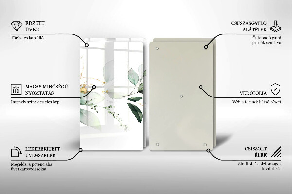 Skärbräda glas Akvarell blad