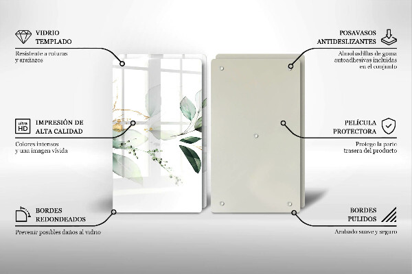 Skärbräda glas Akvarell blad