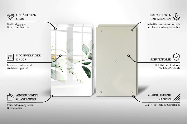 Skärbräda glas Akvarell blad