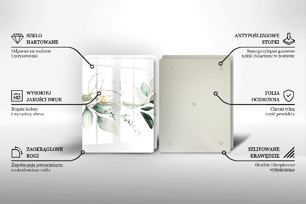 Skärbräda glas Akvarell blad