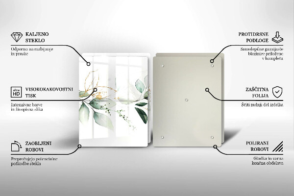 Skärbräda glas Akvarell blad