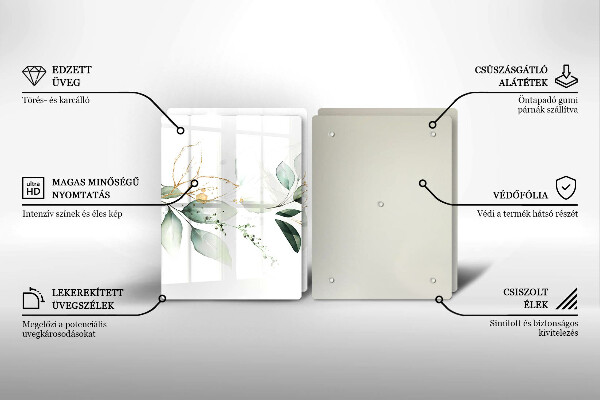 Skärbräda glas Akvarell blad