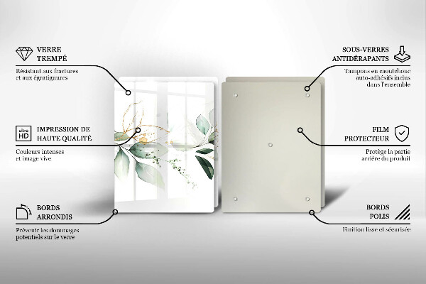 Skärbräda glas Akvarell blad