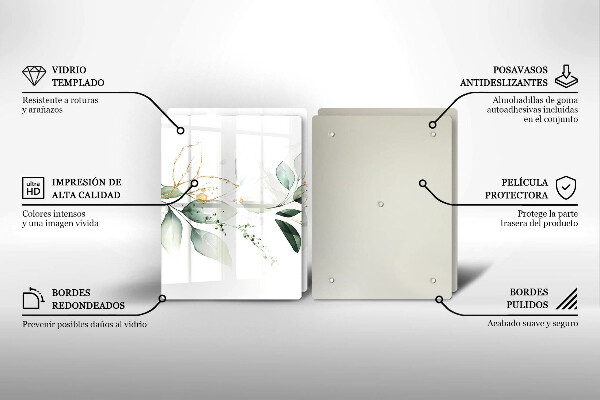 Skärbräda glas Akvarell blad